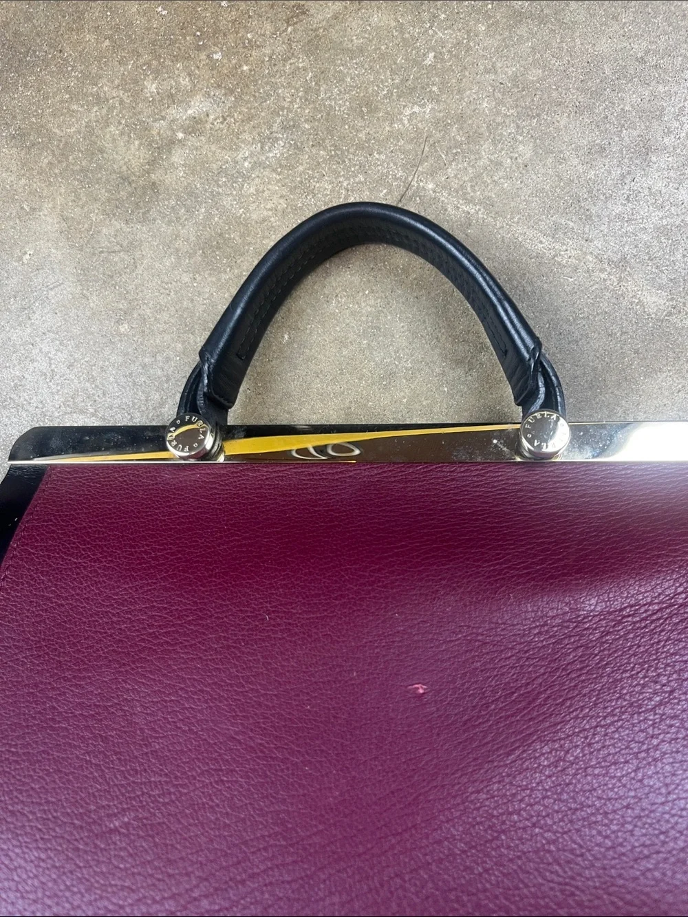 Furla Cortina Shoulder/Tote Bag in Burgandy and black